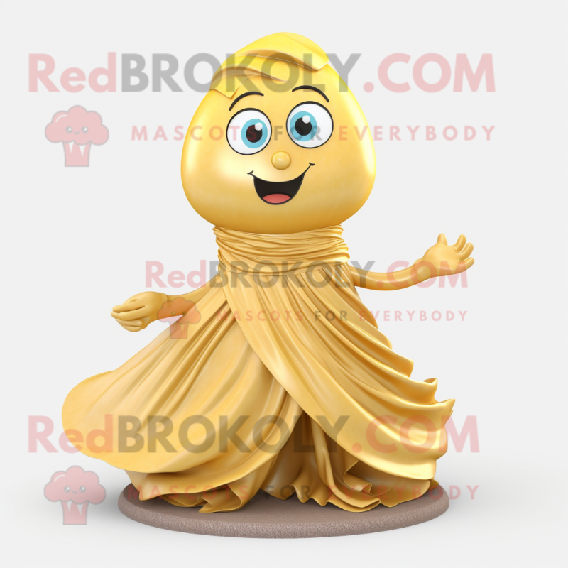 Gold Hourglass mascot costume character dressed with a Pleated Skirt and Scarves Gold Hourglass mascot costume character dressed with a Pleated Skirt and Scarves