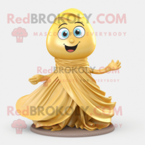 Gold Hourglass mascot costume character dressed with a Pleated Skirt and Scarves