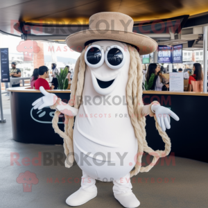 White Fried Calamari mascot costume character dressed with a Jeggings and Necklaces