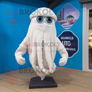 White Fried Calamari mascot costume character dressed with a Jeggings and Necklaces