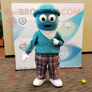 Blågrøn golfbold maskot...