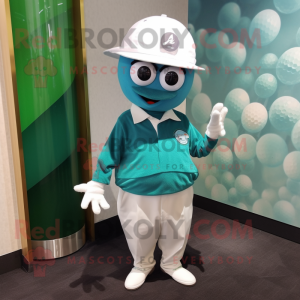 Teal Golf Ball maskot...