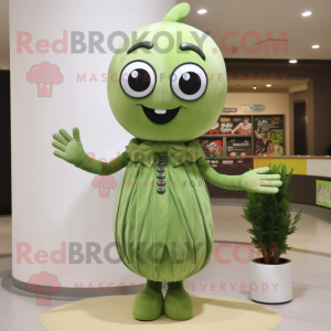 Olive Ice mascot costume character dressed with a Sheath Dress and Rings