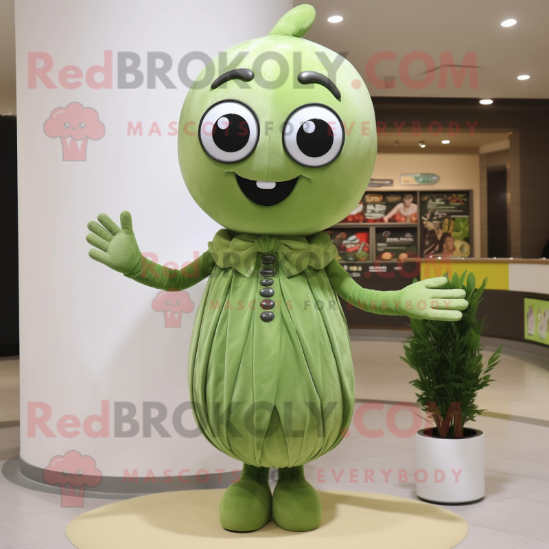 Olive Ice mascot costume character dressed with a Sheath Dress and Rings Olive Ice mascot costume character dressed with a Sheath Dress and Rings