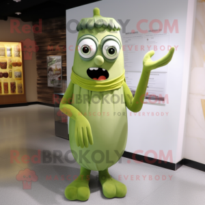Olive Ice mascot costume character dressed with a Sheath Dress and Rings