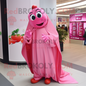 Pink Pepper mascot costume character dressed with a Cover-up and Wraps