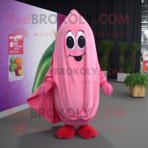 Pink Pepper mascot costume character dressed with a Cover-up and Wraps