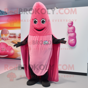 Pink Pepper mascot costume character dressed with a Cover-up and Wraps