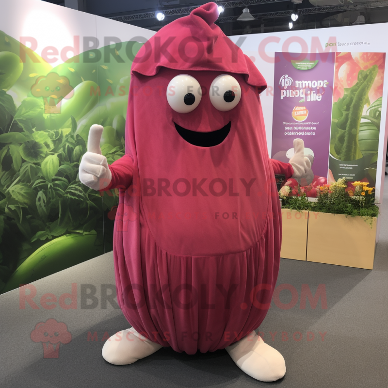 Pink Pepper mascot costume character dressed with a Cover-up and Wraps Pink Pepper mascot costume character dressed with a Cover-up and Wraps