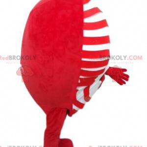 Wit hart mascotte lachend met rode strepen - Redbrokoly.com