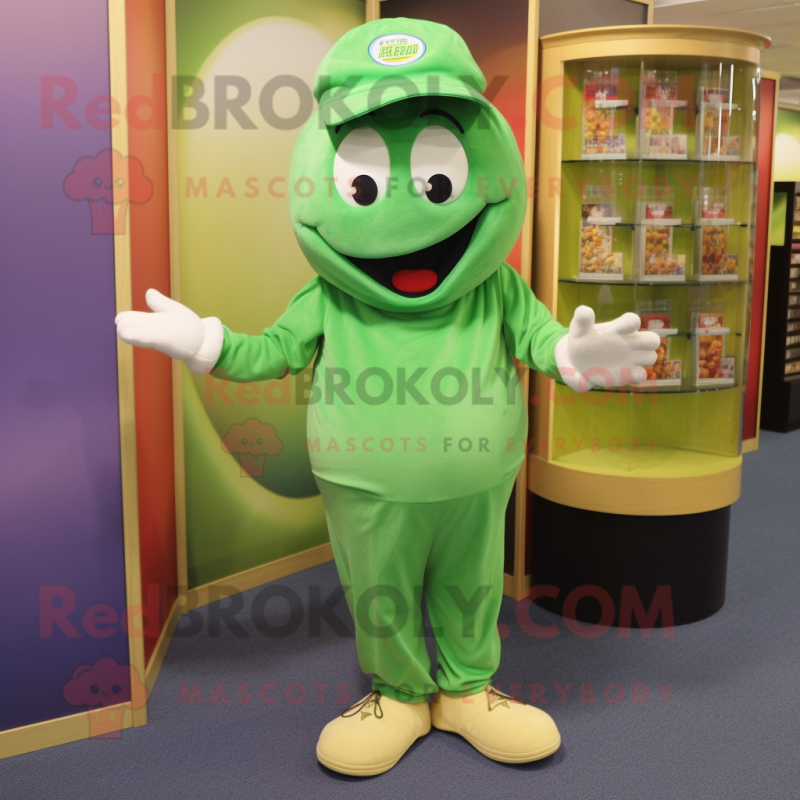 nan Green Bean mascot costume character dressed with a Polo Tee and Caps