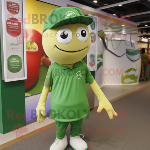 nan Green Bean mascot costume character dressed with a Polo Tee and Caps