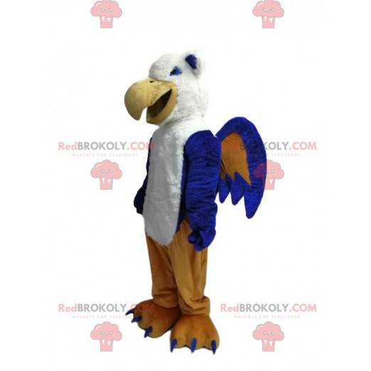 Mascotte d'aigle bleu et blanc très rieur - Redbrokoly.com