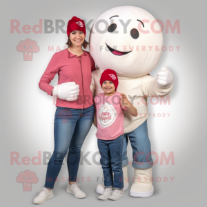 White Raspberry mascot costume character dressed with a Mom Jeans and Beanies