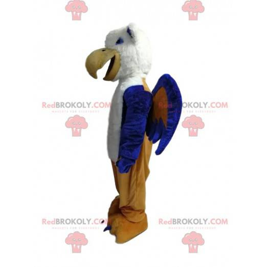 Mascotte dell'aquila blu e bianca molto ridente - Redbrokoly.com