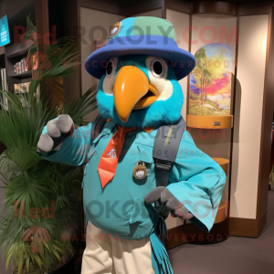 Turkis Macaw maskot kostume...