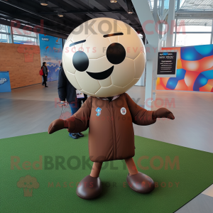 Brown Soccer Ball mascot costume character dressed with a Coat and Ties