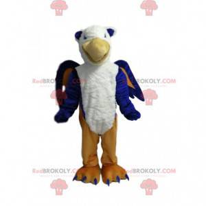 Mascotte d'aigle bleu et blanc très rieur - Redbrokoly.com