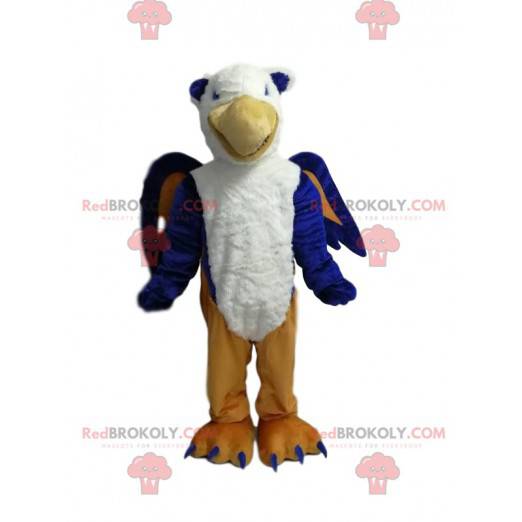 Mascota águila azul y blanca muy riendo - Redbrokoly.com