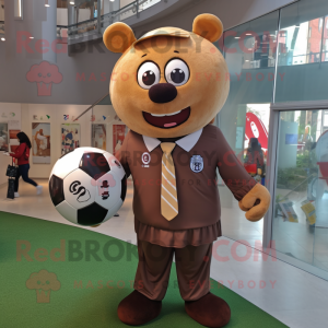 Brown Soccer Ball mascot costume character dressed with a Coat and Ties