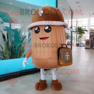 Brown Jellyfish mascot costume character dressed with a Bermuda Shorts and Handbags