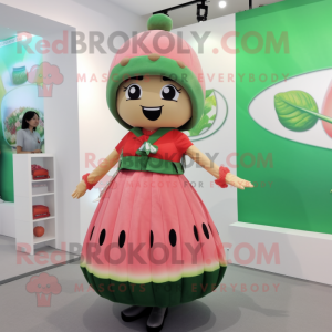 nan Melon mascot costume character dressed with a Mini Dress and Belts