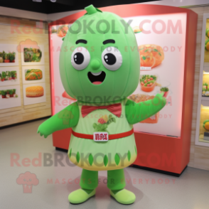 nan Melon mascot costume character dressed with a Mini Dress and Belts