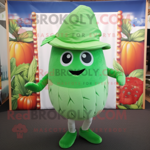 Green Melon mascot costume character dressed with a Bermuda Shorts and Cummerbunds