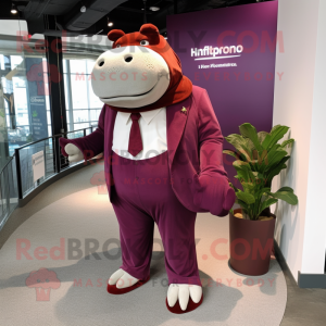 Maroon Hippopotamus maskot...