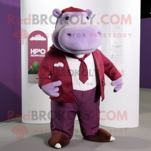 Maroon Hippopotamus maskot...
