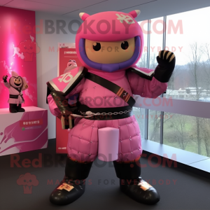 Pink Samurai maskot kostume...