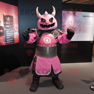 Pink Samurai maskot kostume...