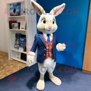 nan Rabbit mascot costume character dressed with a Blazer and Foot pads