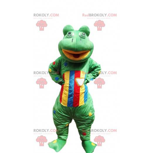 Grünes und mehrfarbiges Froschmaskottchen - Redbrokoly.com