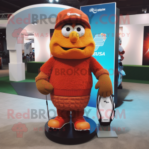 Rust Golf Bag mascot costume character dressed with a Sweater and Bracelets