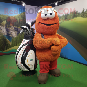 Rust Golf Bag mascot costume character dressed with a Sweater and Bracelets