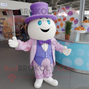 Lavender Ice Cream mascot costume character dressed with a Waistcoat and Hats