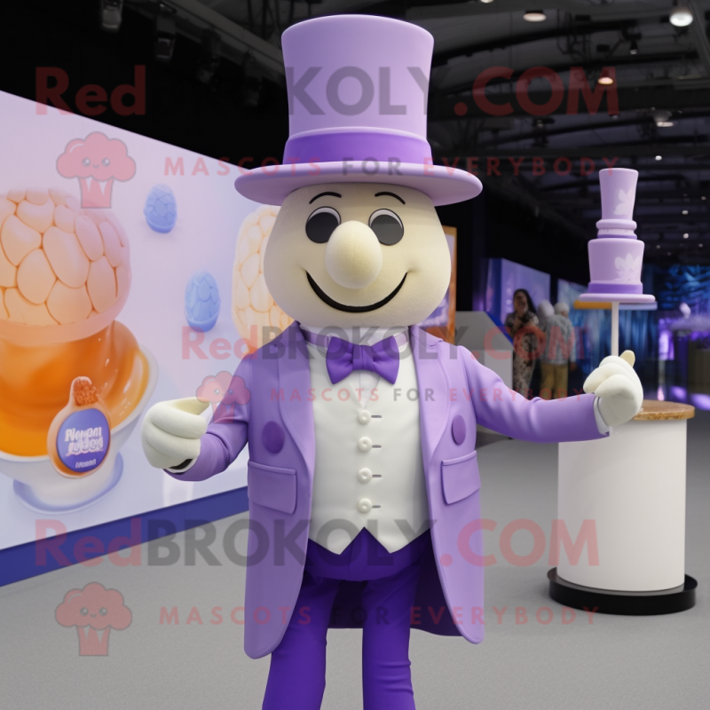 Lavender Ice Cream mascot costume character dressed with a Waistcoat and Hats