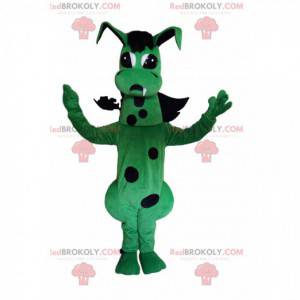 Velmi roztomilý zelený a černý drak maskot - Redbrokoly.com
