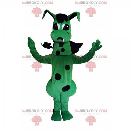 Mascote dragão verde e preto muito fofo - Redbrokoly.com