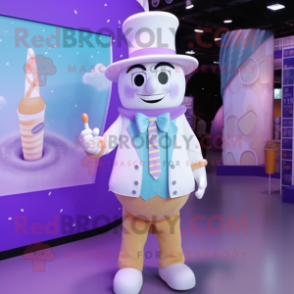 Lavender Ice Cream mascot costume character dressed with a Waistcoat and Hats