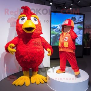 Red Canary mascot costume character dressed with a Romper and Wraps