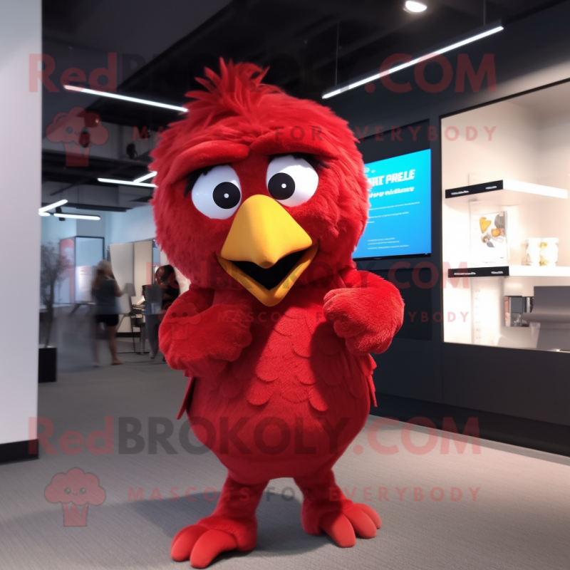 Red Canary mascot costume character dressed with a Romper and Wraps