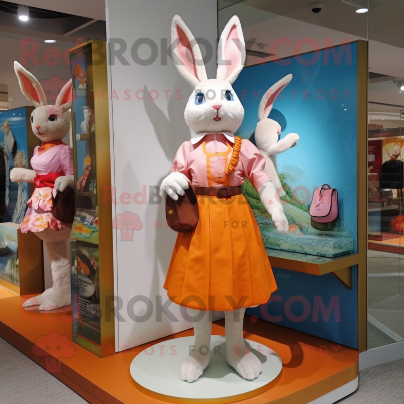 nan Rabbit mascot costume character dressed with a Sheath Dress and Coin purses