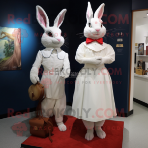 nan Rabbit mascot costume character dressed with a Sheath Dress and Coin purses