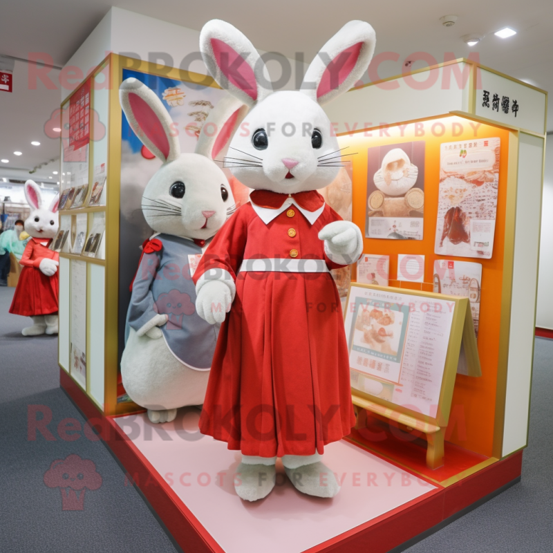 nan Rabbit mascot costume character dressed with a Sheath Dress and Coin purses