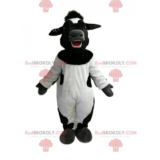 Mycket glad svartvit ko maskot - Redbrokoly.com