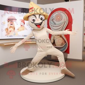 Beige Contortionist mascot costume character dressed with a Swimwear and Hats