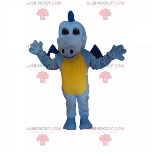 Sky blue and yellow dragon mascot touching - Redbrokoly.com