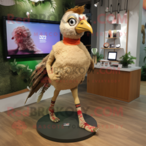 Tan Pheasant mascot costume character dressed with a Running Shorts and Anklets